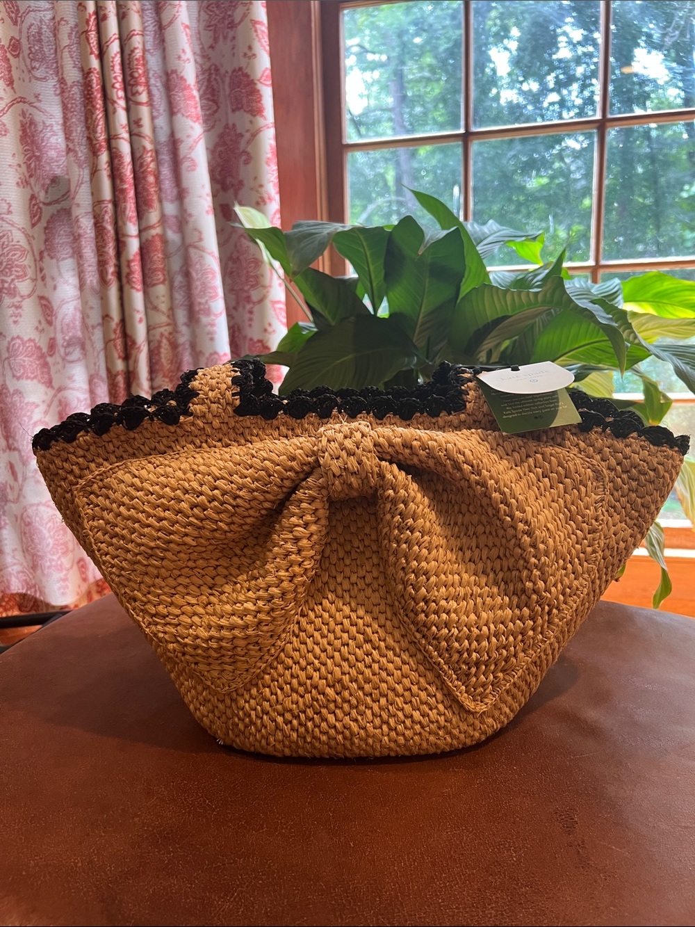 Kate Spade x Target Raffia Bow Tote Bag in Natural with Black Trim - Picture 5 of 12